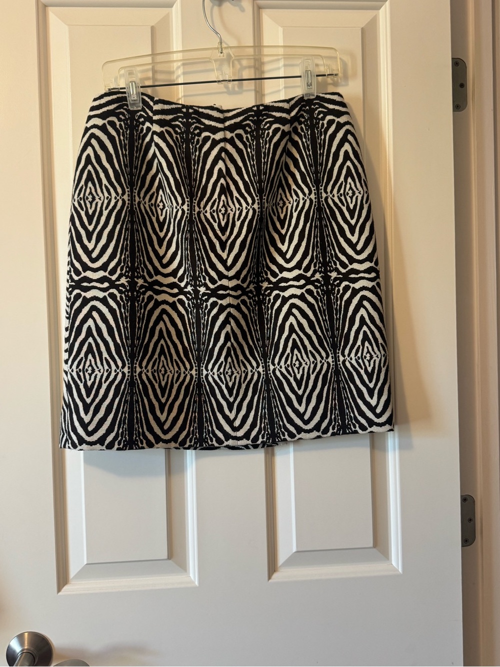 Brown & Stone Geometric Skirt — Classic Contrast Print